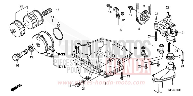 CARTER D'HUILE/POMPE A HUILE von CBR1000RR "Fireblade" VIBRANT ORANGE (YR250HA) von 2011